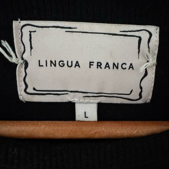 Lingua Franca “Almost Normal” Embroidered Cashmere Sweater Size L - Picture 2 of 7